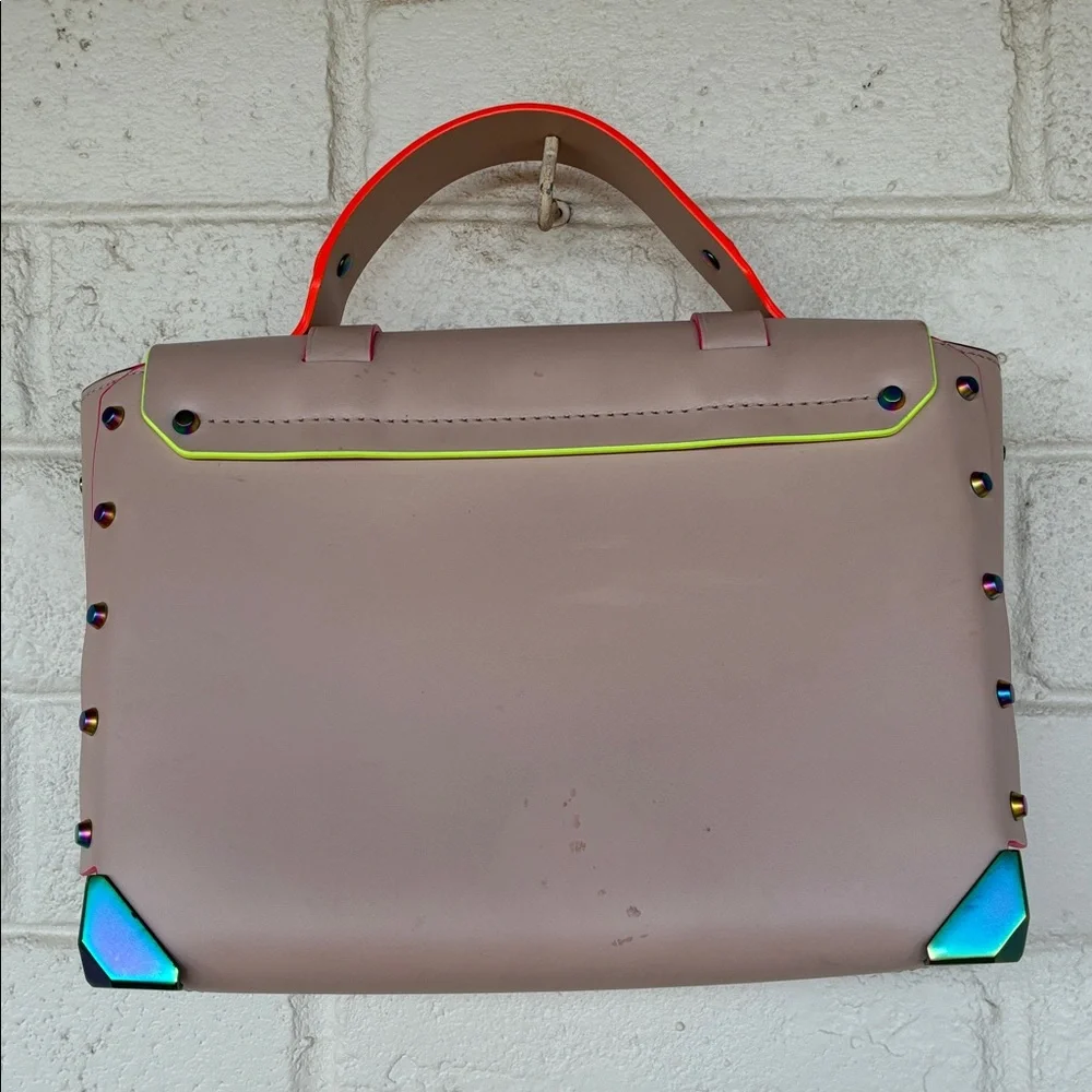 NWT Michael Kors Manhattan School Satchel in Soft Pink Contrast Trim